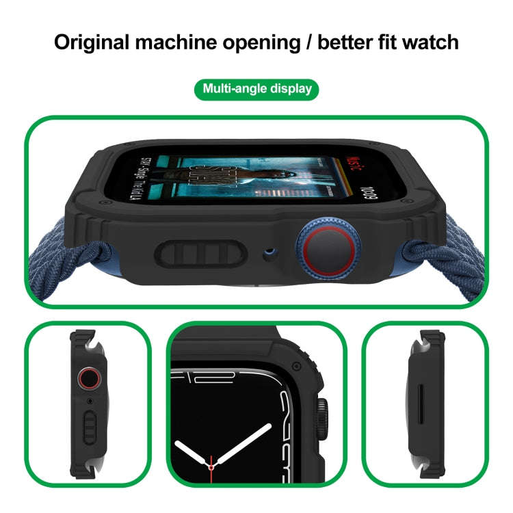 2 in 1 Screen Tempered Glass Film Protective Case For Apple Watch Series 9 / 8 / 7 41mm(Black)