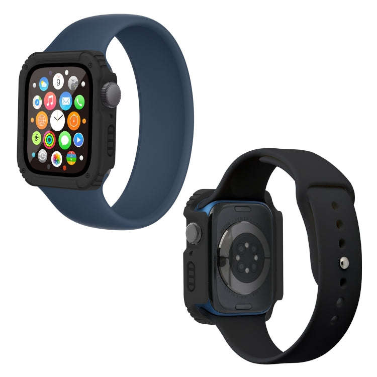 2 in 1 Screen Tempered Glass Film Protective Case For Apple Watch Series 9 / 8 / 7 41mm(Black)