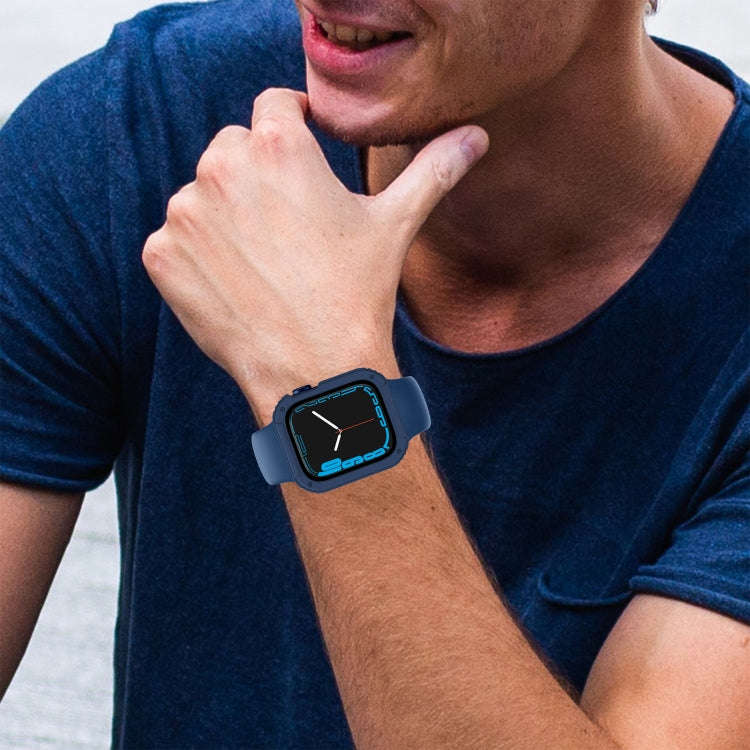 2 in 1 Screen Tempered Glass Film Protective Case For Apple Watch Series 6 / 5 / 4 / SE 44mm(Midn...