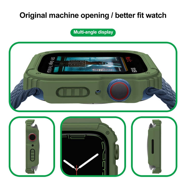 2 in 1 Screen Tempered Glass Film Protective Case For Apple Watch Series 3 & 2 & 1 38mm(Army Green)