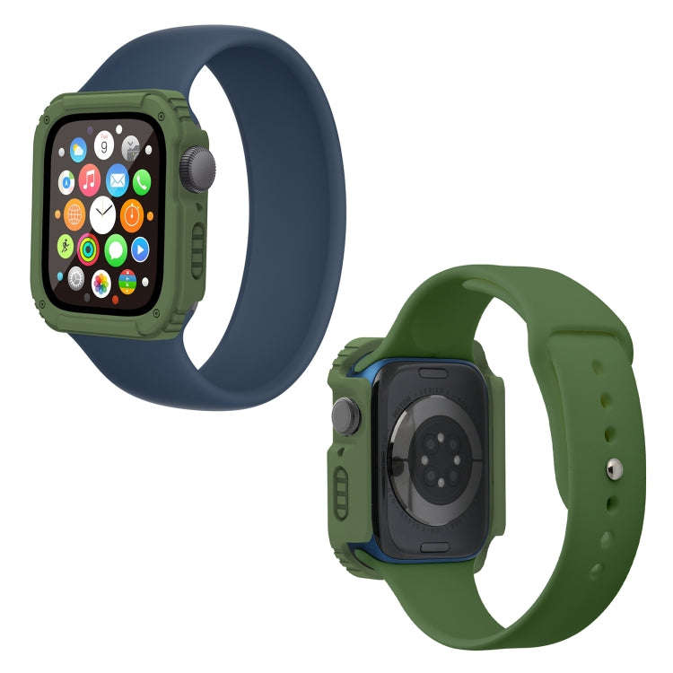 2 in 1 Screen Tempered Glass Film Protective Case For Apple Watch Series 3 & 2 & 1 38mm(Army Green)