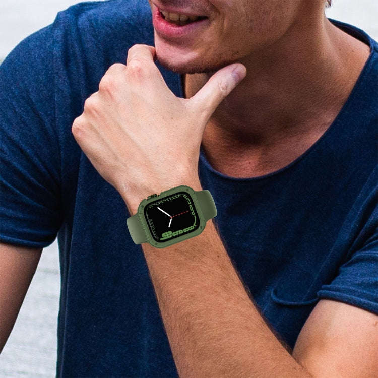 2 in 1 Screen Tempered Glass Film Protective Case For Apple Watch Series 3 & 2 & 1 38mm(Army Green)