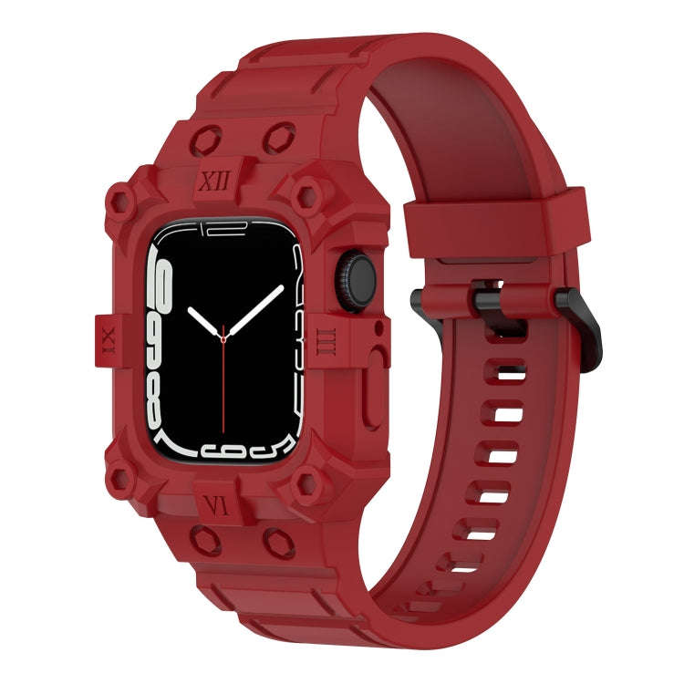 Integrated Silicone Watch Band For Apple Watch Series 8&7 45mm / SE 2&6&SE&5&4 44mm / 3&2&1 42mm(...