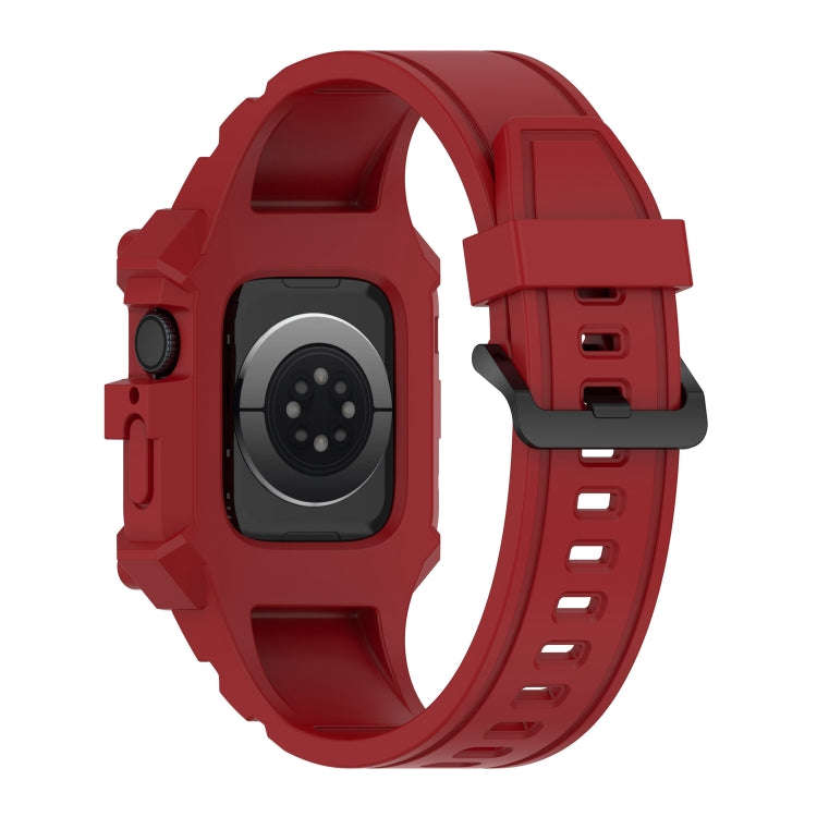 Integrated Silicone Watch Band For Apple Watch Series 8&7 45mm / SE 2&6&SE&5&4 44mm / 3&2&1 42mm(...