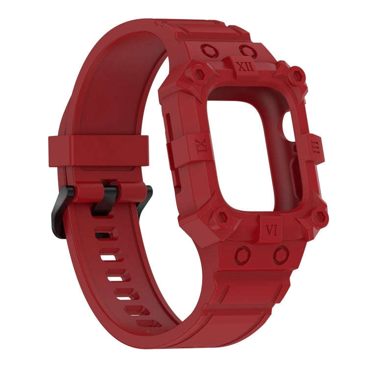 Integrated Silicone Watch Band For Apple Watch Series 8&7 45mm / SE 2&6&SE&5&4 44mm / 3&2&1 42mm(...