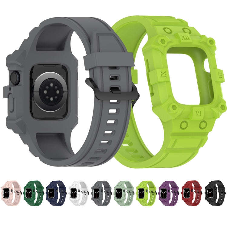 Integrated Silicone Watch Band For Apple Watch Series 8&7 45mm / SE 2&6&SE&5&4 44mm / 3&2&1 42mm(...