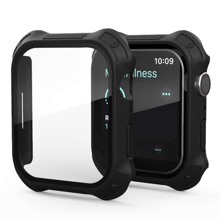 2 in 1 Frosted PC Frame + Screen Tempered Glass Film Protective Case For Apple Watch Series 9 / 8...