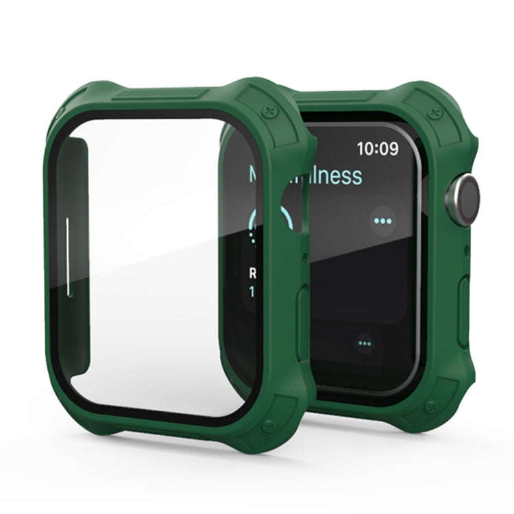2 in 1 Frosted PC Frame + Screen Tempered Glass Film Protective Case For Apple Watch Series 9 / 8...