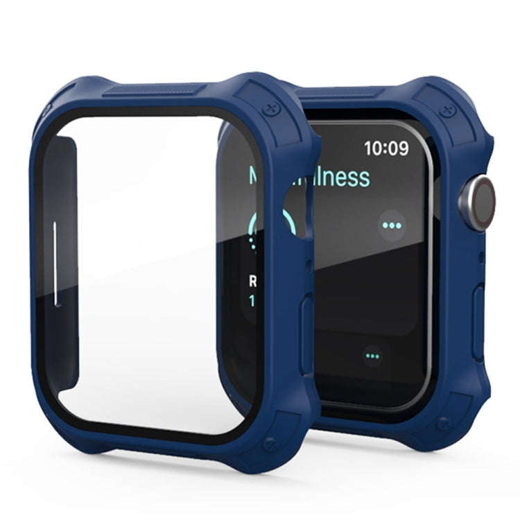 2 in 1 Frosted PC Frame + Screen Tempered Glass Film Protective Case For Apple Watch Series 9 / 8...