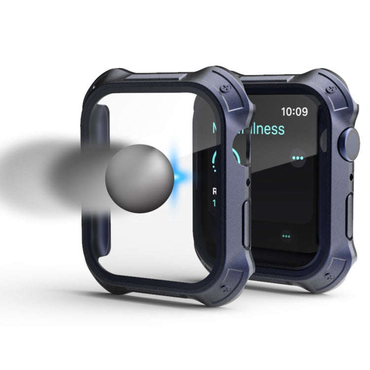 2 in 1 Frosted PC Frame + Screen Tempered Glass Film Protective Case For Apple Watch Series 9 / 8...