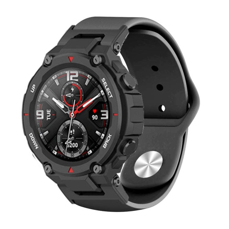 For Amazfit T-Rex / T-Rex Pro / Ares Silicone Reverse Buckle Watch Band(Black)