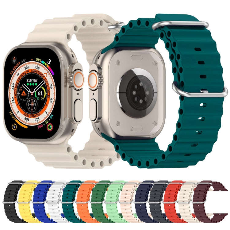 Ocean Silicone Watch Band For Apple Watch Ultra & Watch Ultra 2 49mm / Series 9&8&7 45mm / SE 3&S...