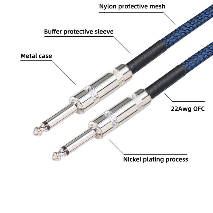 TC048BL 6.35mm Plug Male to Male Electric Guitar Mono Audio Cable, Length:1.8m