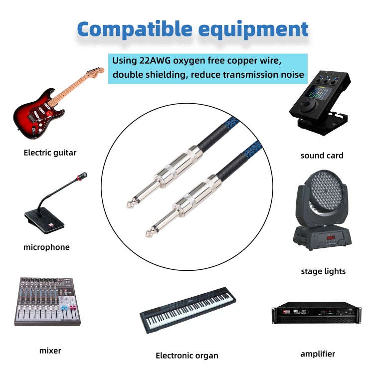 TC048BL 6.35mm Plug Male to Male Electric Guitar Mono Audio Cable, Length:1.8m
