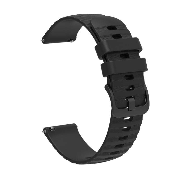 22mm Universal Wave Pockmark Texture Silicone Watch Band(Black)