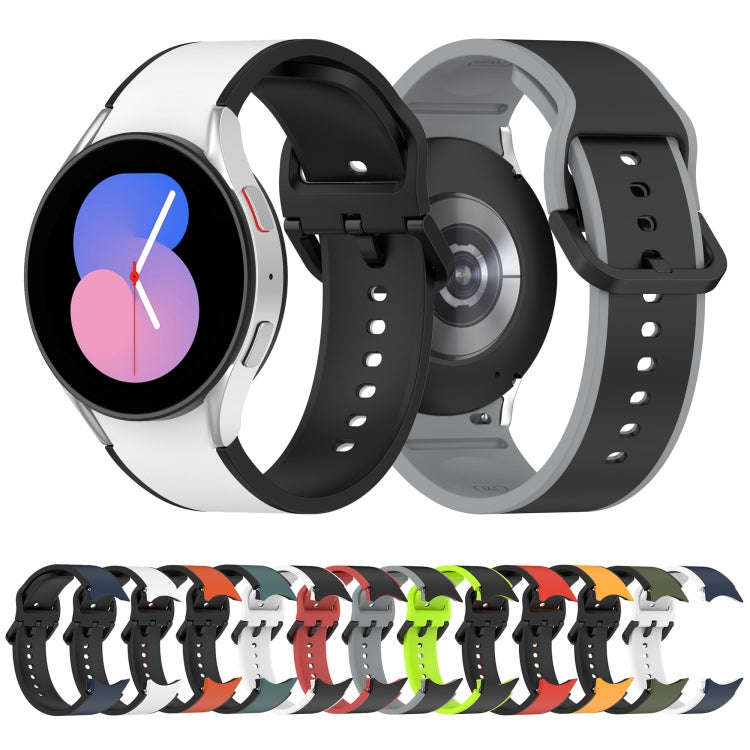 For Samsung Galaxy Watch5 40mm / 44mm Two-color Silicone Watch Band(White Black)