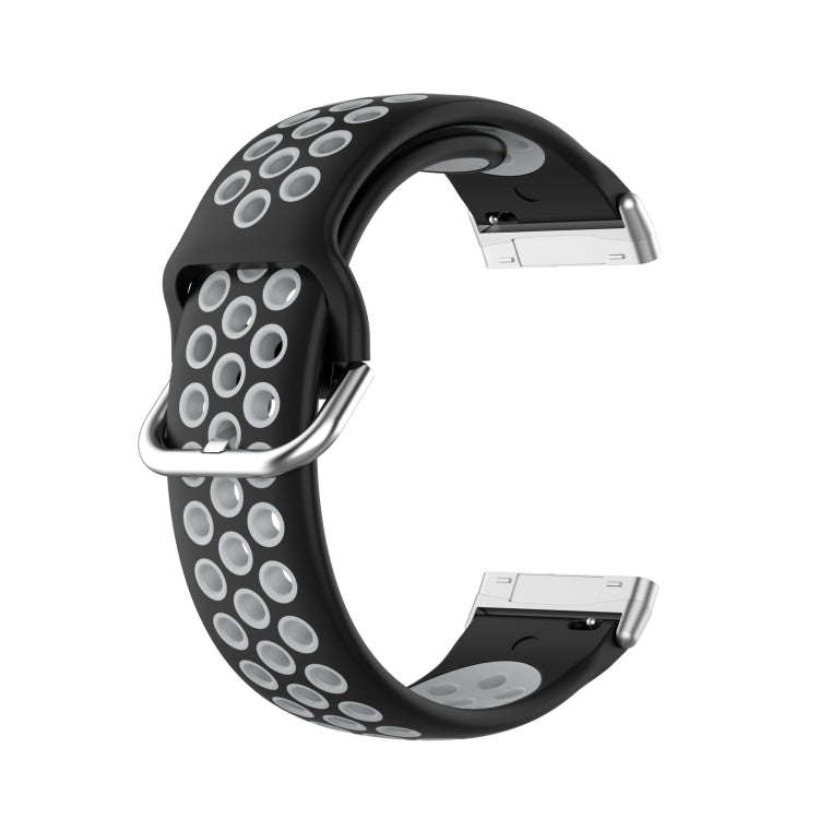 For Fitbit Versa 4 / Sense 2 Dual Color Silicone Watch Band(Black Gray)