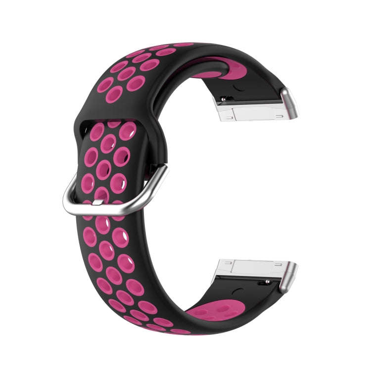 For Fitbit Versa 4 / Sense 2 Dual Color Silicone Watch Band(Black Rose Red)