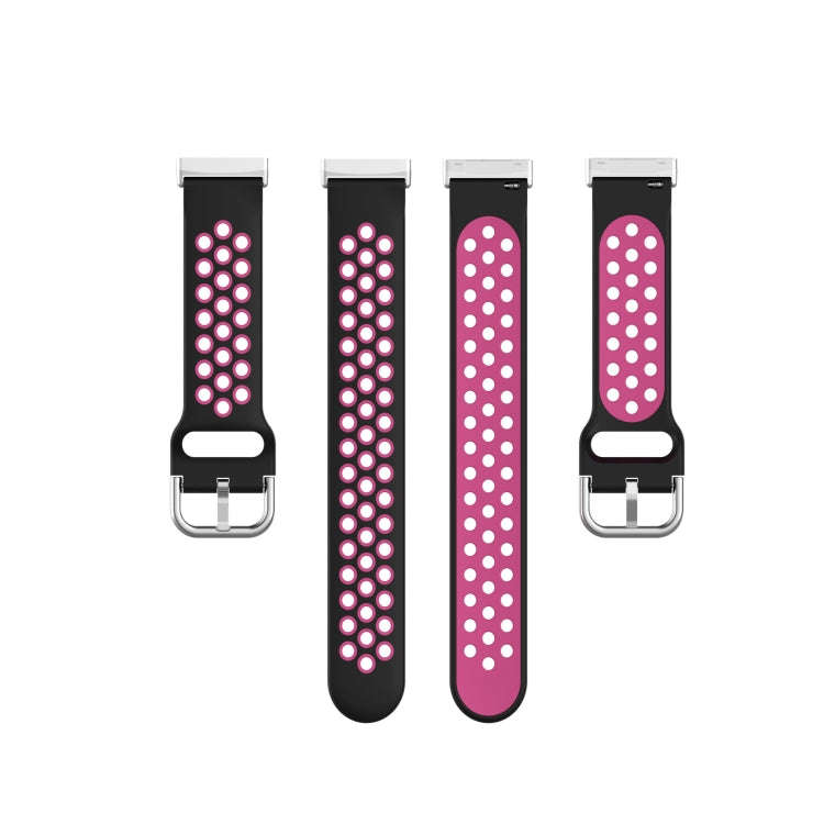 For Fitbit Versa 4 / Sense 2 Dual Color Silicone Watch Band(Black Rose Red)