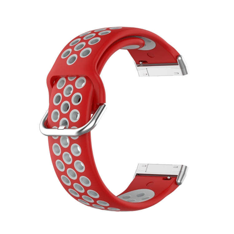 For Fitbit Versa 4 / Sense 2 Dual Color Silicone Watch Band(Red Gray)