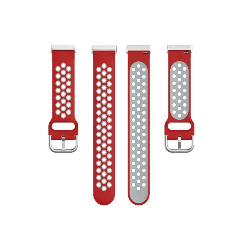 For Fitbit Versa 4 / Sense 2 Dual Color Silicone Watch Band(Red Gray)