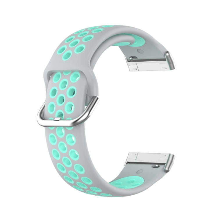 For Fitbit Versa 4 / Sense 2 Dual Color Silicone Watch Band(Gray Teal)