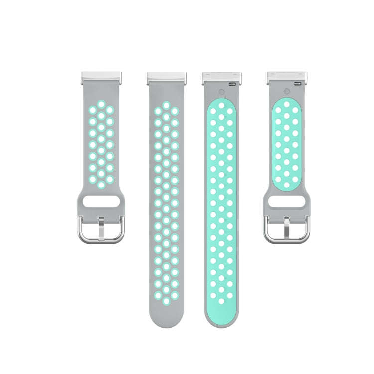 For Fitbit Versa 4 / Sense 2 Dual Color Silicone Watch Band(Gray Teal)
