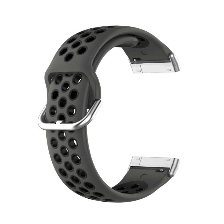 For Fitbit Versa 4 / Sense 2 Dual Color Silicone Watch Band(Coal Black)