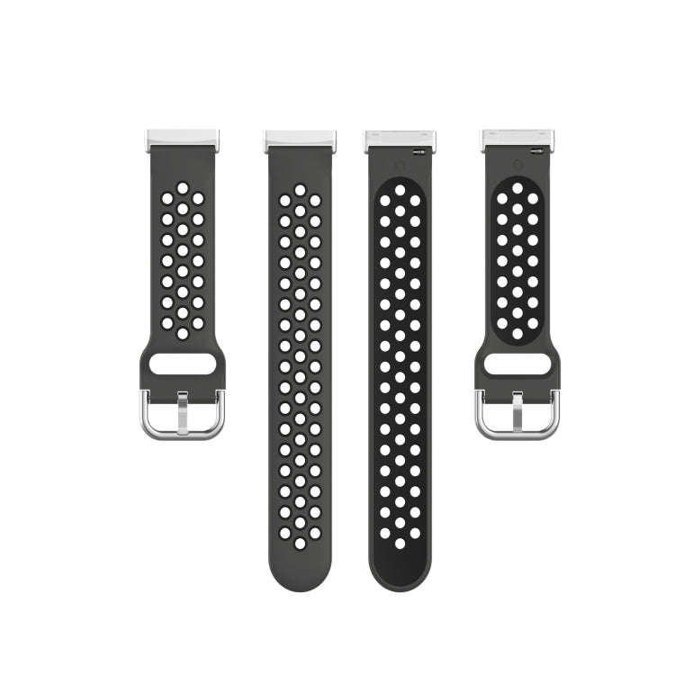 For Fitbit Versa 4 / Sense 2 Dual Color Silicone Watch Band(Coal Black)