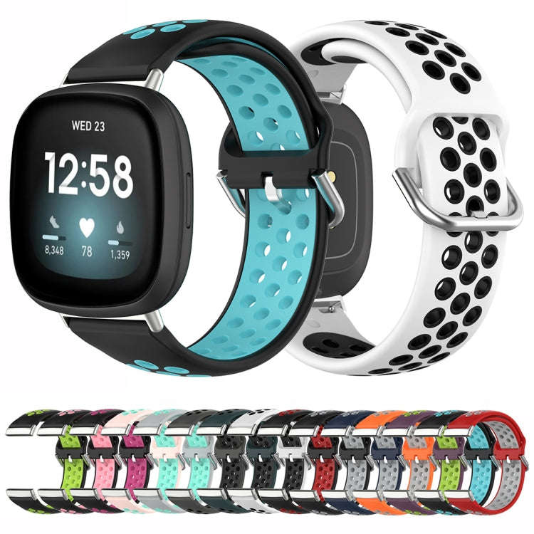 For Fitbit Versa 4 / Sense 2 Dual Color Silicone Watch Band(Coal Black)