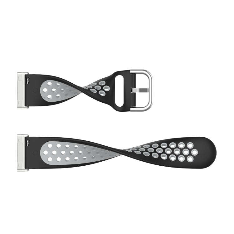 For Fitbit Versa 4 / Sense 2 Dual Color Silicone Watch Band(Coal Black)
