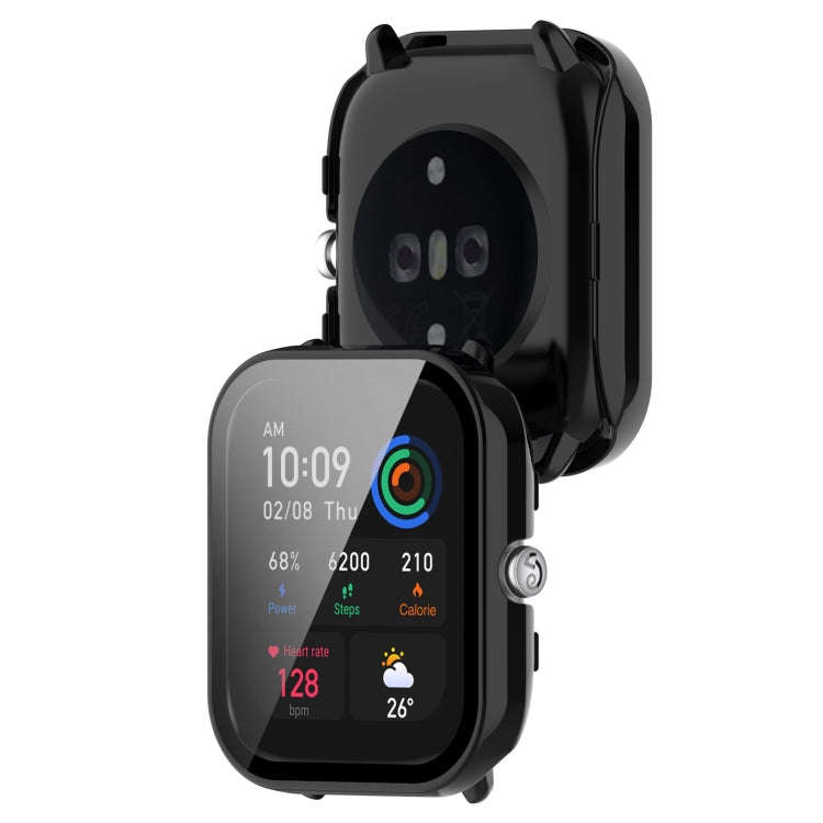 For Amazfit GTS4 Mini PC + Tempered Glass Integrated Protective Watch Case(Black)