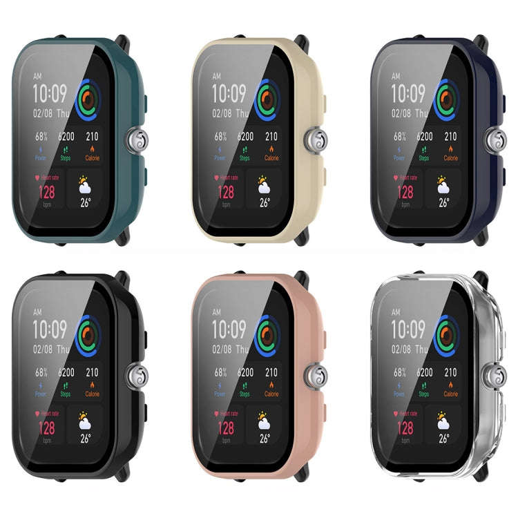For Amazfit GTS4 Mini PC + Tempered Glass Integrated Protective Watch Case(Pink)
