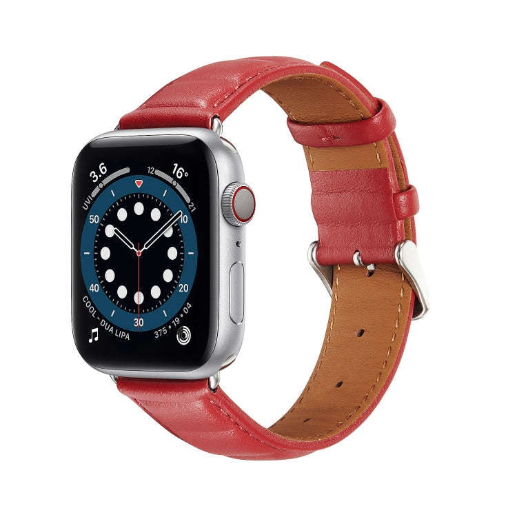 Genuine Leather Watch Band For Apple Watch Series 8&7 41mm / SE 2&6&SE&5&4 40mm / 3&2&1 38mm(Red)