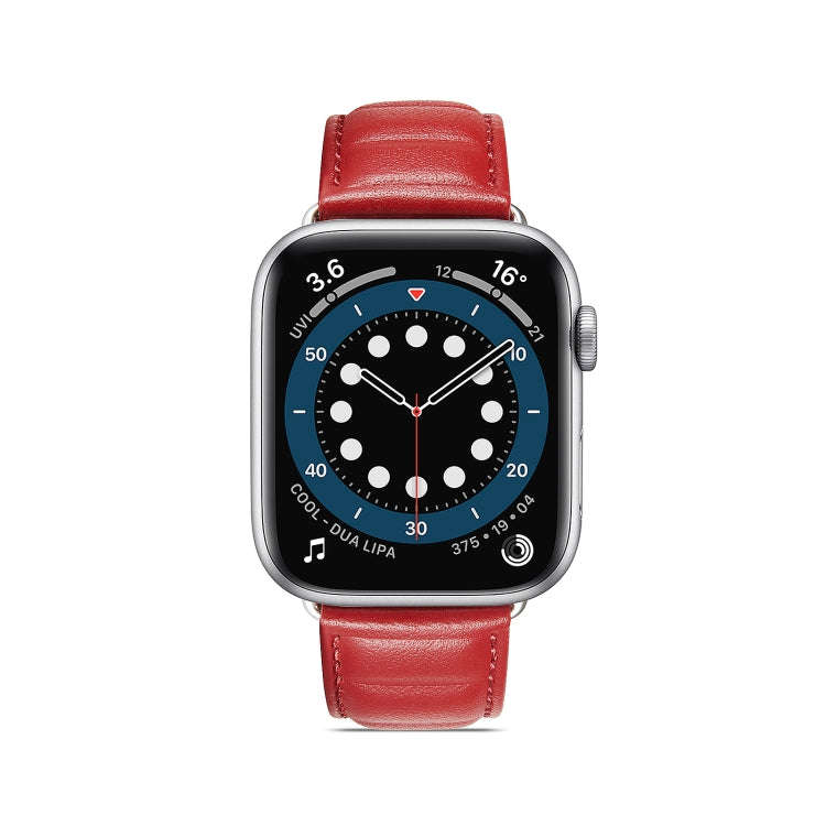 Genuine Leather Watch Band For Apple Watch Series 8&7 41mm / SE 2&6&SE&5&4 40mm / 3&2&1 38mm(Red)