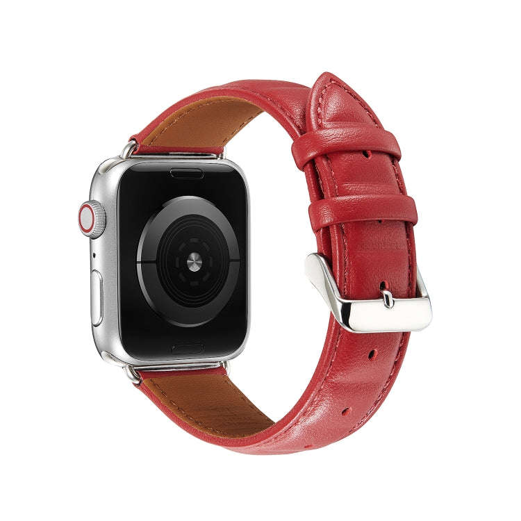 Genuine Leather Watch Band For Apple Watch Series 8&7 41mm / SE 2&6&SE&5&4 40mm / 3&2&1 38mm(Red)