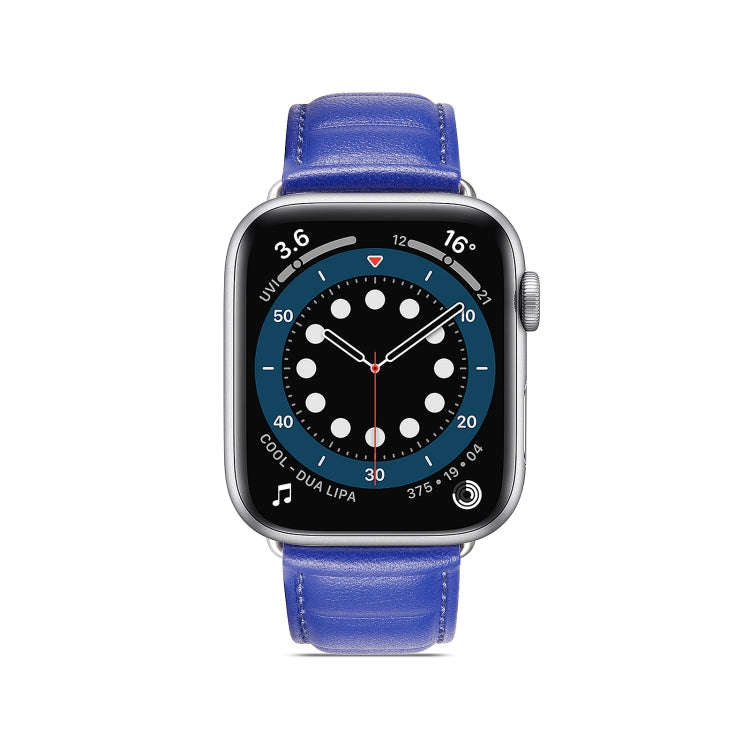 Genuine Leather Watch Band For Apple Watch Series 8&7 41mm / SE 2&6&SE&5&4 40mm / 3&2&1 38mm(Blue)