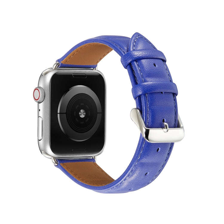 Genuine Leather Watch Band For Apple Watch Series 8&7 41mm / SE 2&6&SE&5&4 40mm / 3&2&1 38mm(Blue)