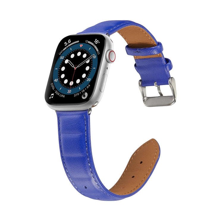 Genuine Leather Watch Band For Apple Watch Series 8&7 41mm / SE 2&6&SE&5&4 40mm / 3&2&1 38mm(Blue)