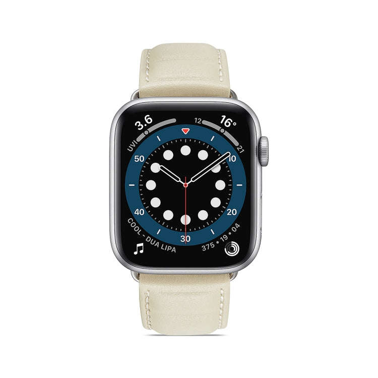 Genuine Leather Watch Band For Apple Watch Series 8&7 41mm / SE 2&6&SE&5&4 40mm / 3&2&1 38mm(Beige)