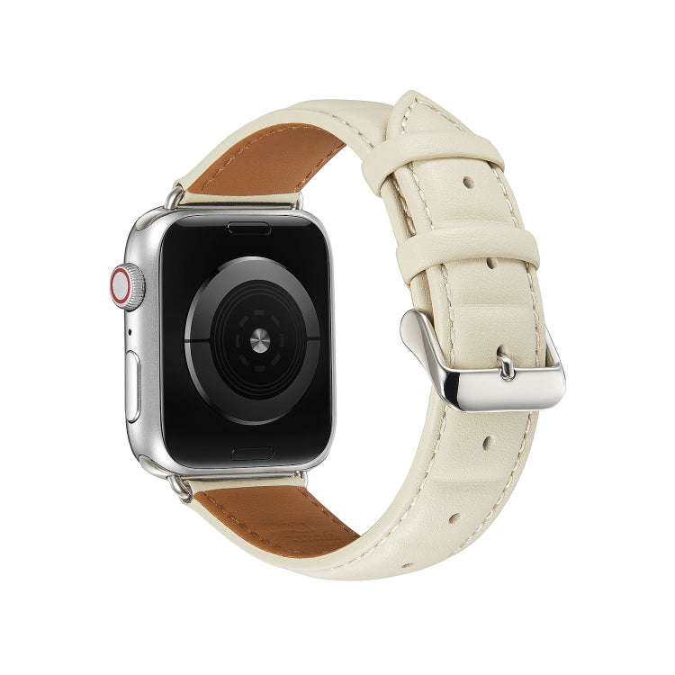 Genuine Leather Watch Band For Apple Watch Series 8&7 41mm / SE 2&6&SE&5&4 40mm / 3&2&1 38mm(Beige)