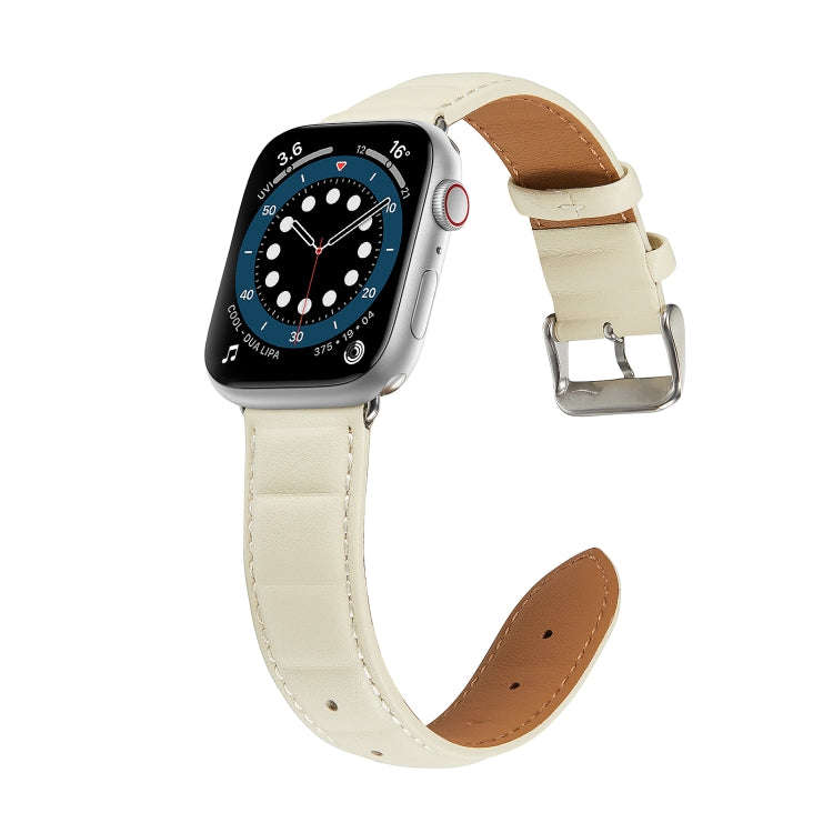 Genuine Leather Watch Band For Apple Watch Series 8&7 41mm / SE 2&6&SE&5&4 40mm / 3&2&1 38mm(Beige)