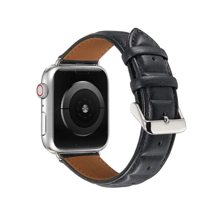 Genuine Leather Watch Band For Apple Watch Series 8&7 41mm / SE 2&6&SE&5&4 40mm / 3&2&1 38mm(Black)