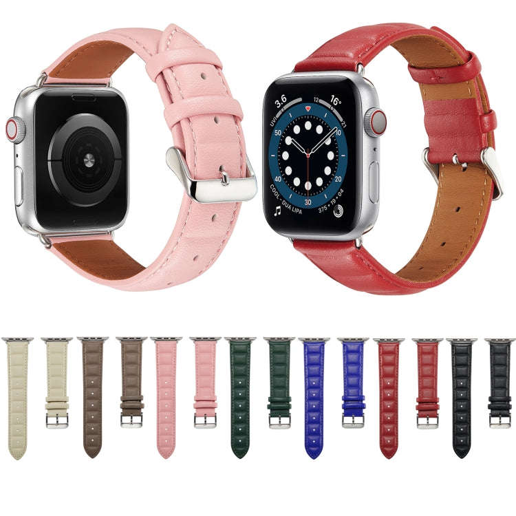 Genuine Leather Watch Band For Apple Watch Series 8&7 41mm / SE 2&6&SE&5&4 40mm / 3&2&1 38mm(Red)