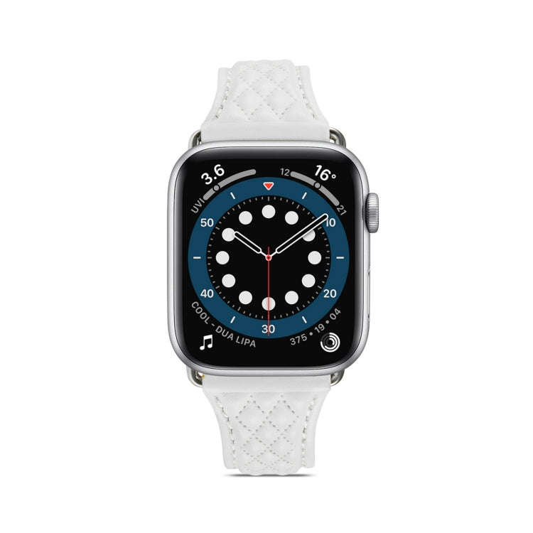 Rhombus Genuine Leather Watch Band For Apple Watch Ultra 49mm / Series 8&7 45mm / SE 2&6&SE&5&4 4...