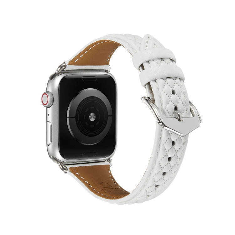 Rhombus Genuine Leather Watch Band For Apple Watch Ultra 49mm / Series 8&7 45mm / SE 2&6&SE&5&4 4...