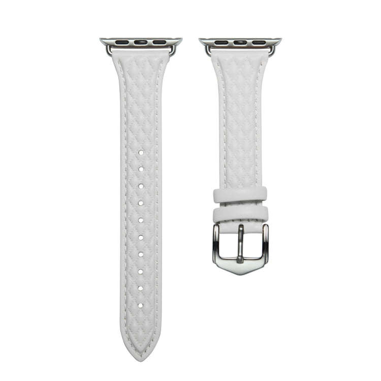 Rhombus Genuine Leather Watch Band For Apple Watch Ultra 49mm / Series 8&7 45mm / SE 2&6&SE&5&4 4...