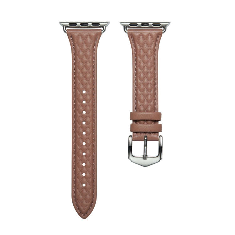 Rhombus Genuine Leather Watch Band For Apple Watch Series 8&7 41mm / SE 2&6&SE&5&4 40mm / 3&2&1 3...