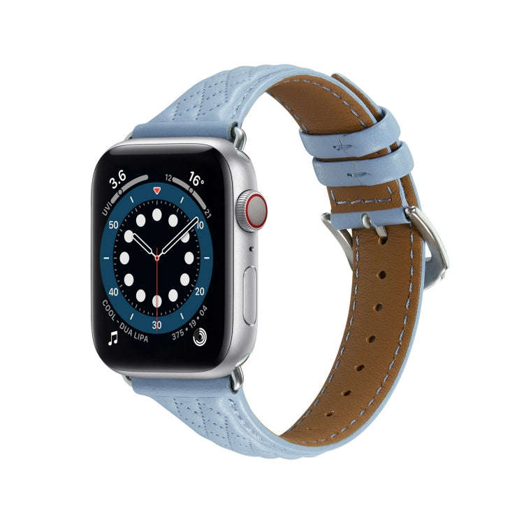Rhombus Genuine Leather Watch Band For Apple Watch Series 8&7 41mm / SE 2&6&SE&5&4 40mm / 3&2&1 3...