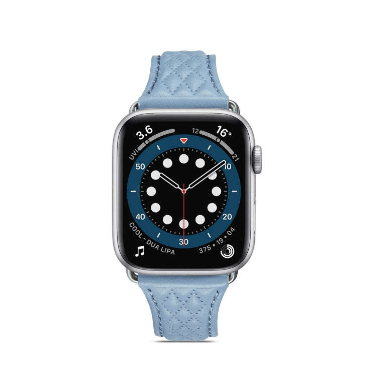 Rhombus Genuine Leather Watch Band For Apple Watch Series 8&7 41mm / SE 2&6&SE&5&4 40mm / 3&2&1 3...